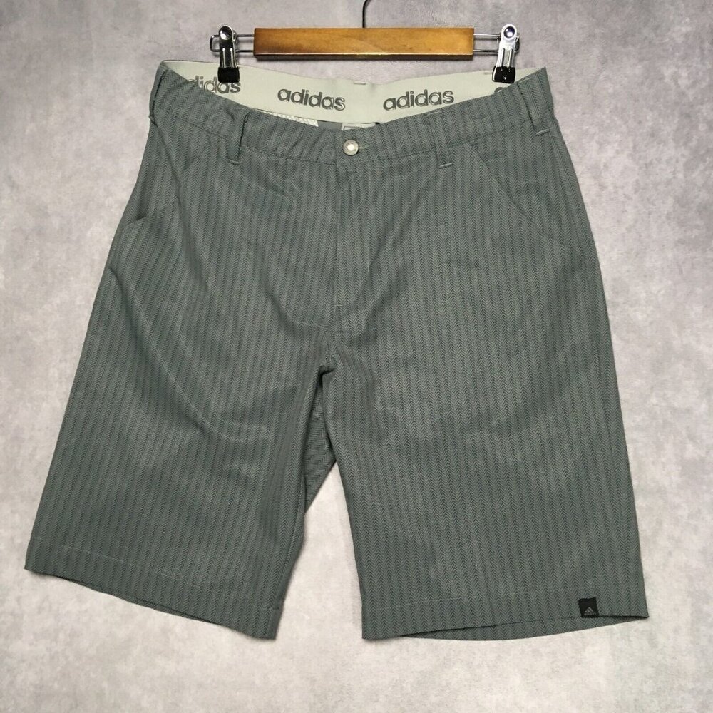Adidas Mens Golf Shorts size 32 Gray Poly‎ Stretch Blend Striped
